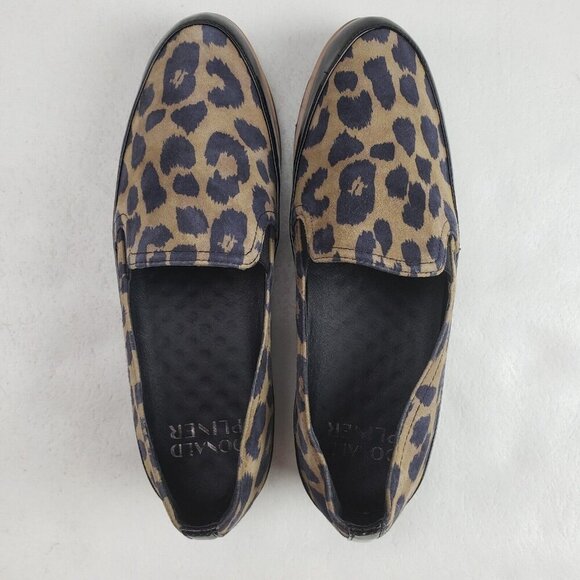 Donald Pliner Conner Leopard Loafer Womens 6.5 Black Leather Slip On Flat Shoe - Picture 7 of 9
